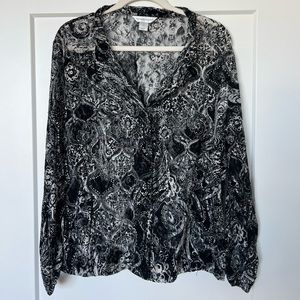 Christopher & Banks Long Sleeve Black Tie Dye Shirt